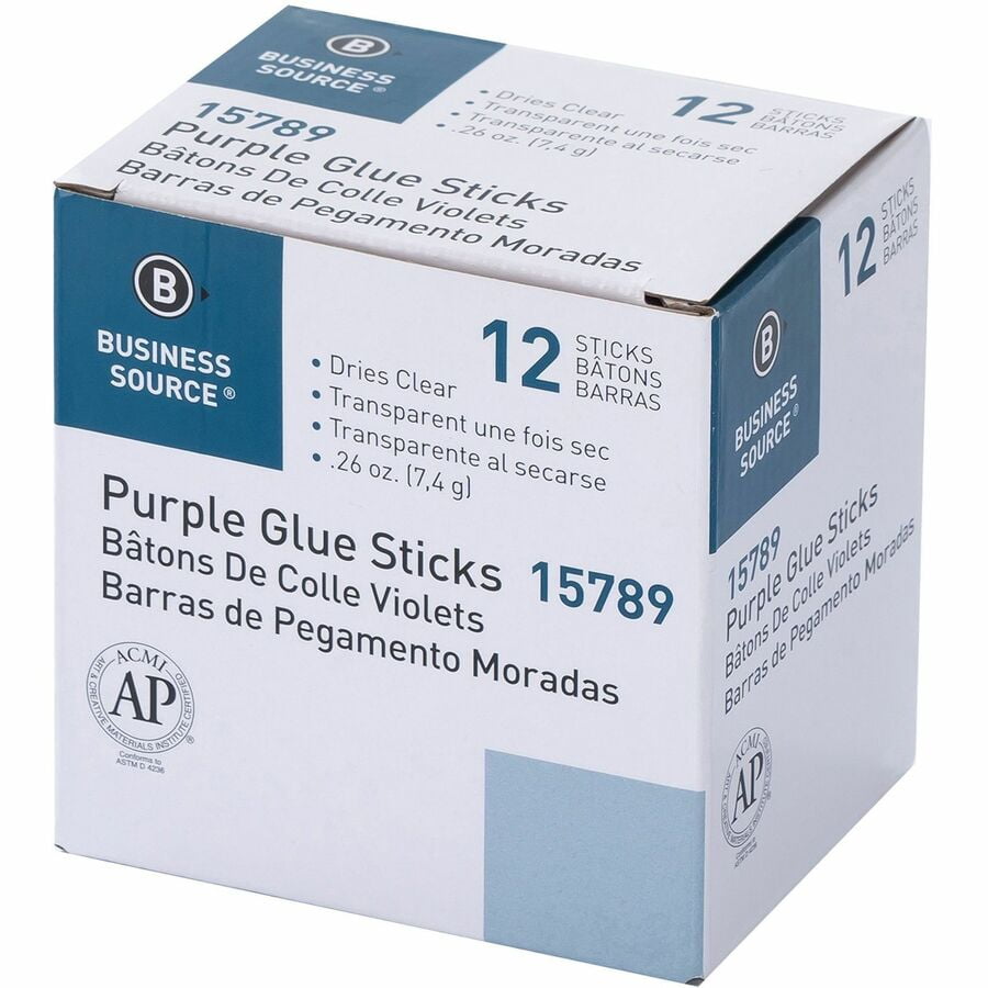 Business Source BSN15789 0.26 oz Purple Glue Sticks, Pack of 12