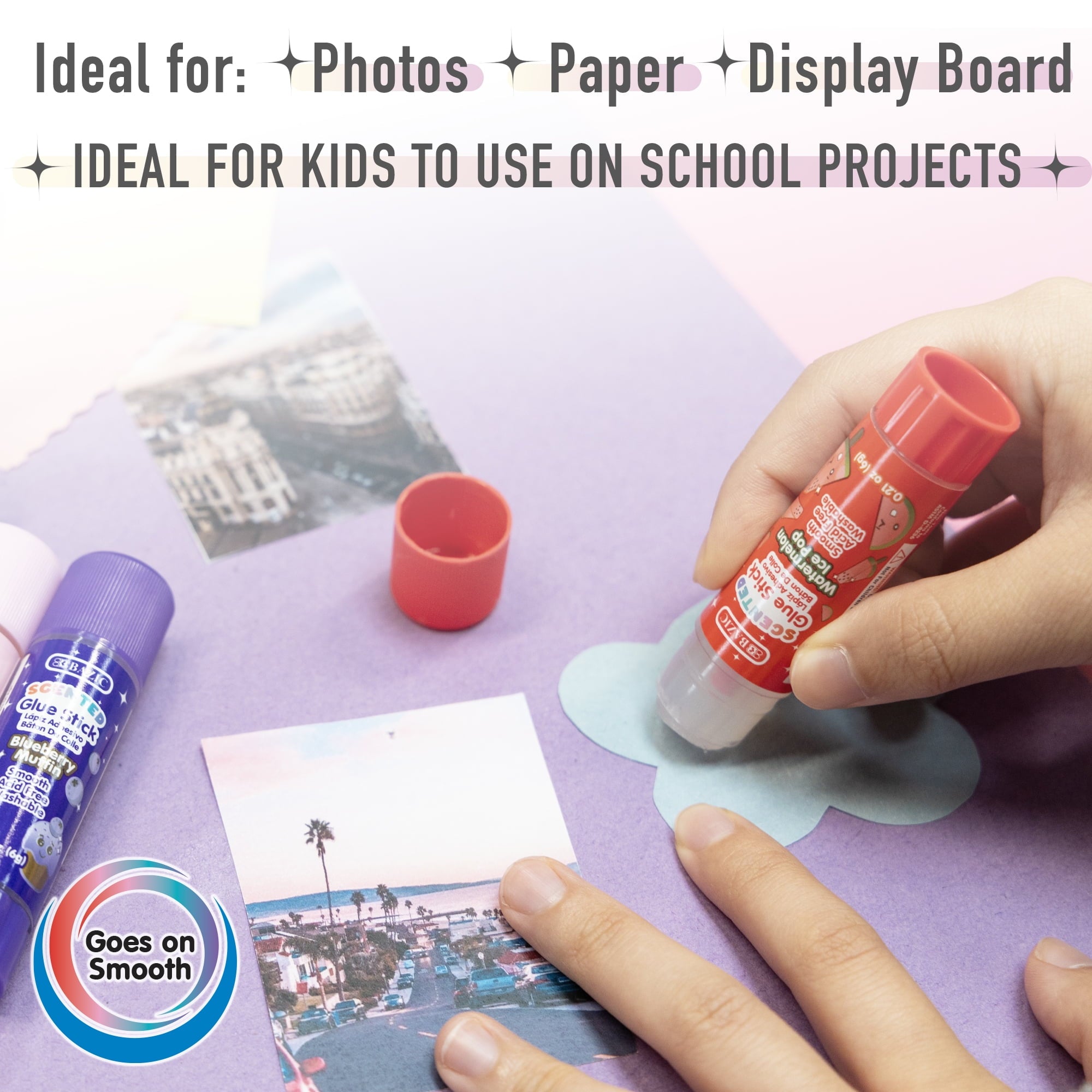 BAZIC Scented Glue Sticks, Washable, Assorted Scents 6 Grams, All Purpose Acid Free Glue Stick (4/Pack), 24-Pack