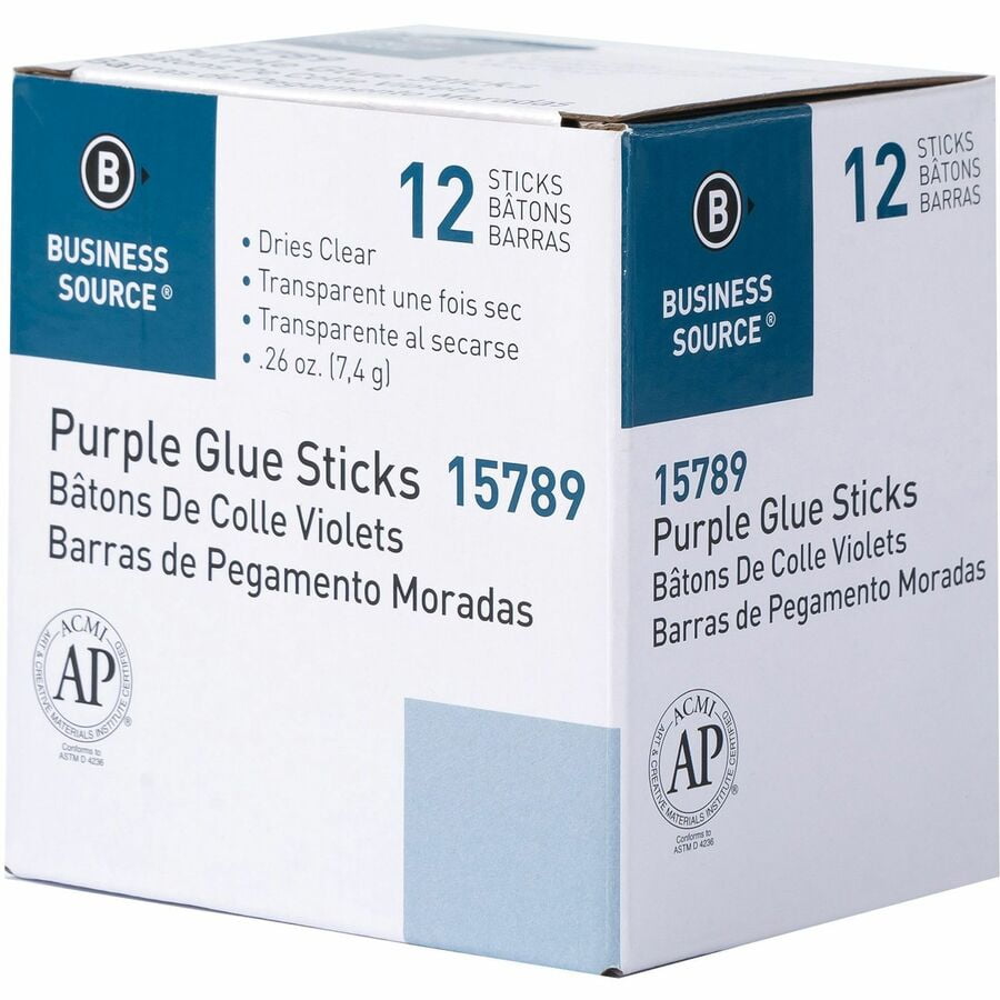 Business Source BSN15789 0.26 oz Purple Glue Sticks, Pack of 12