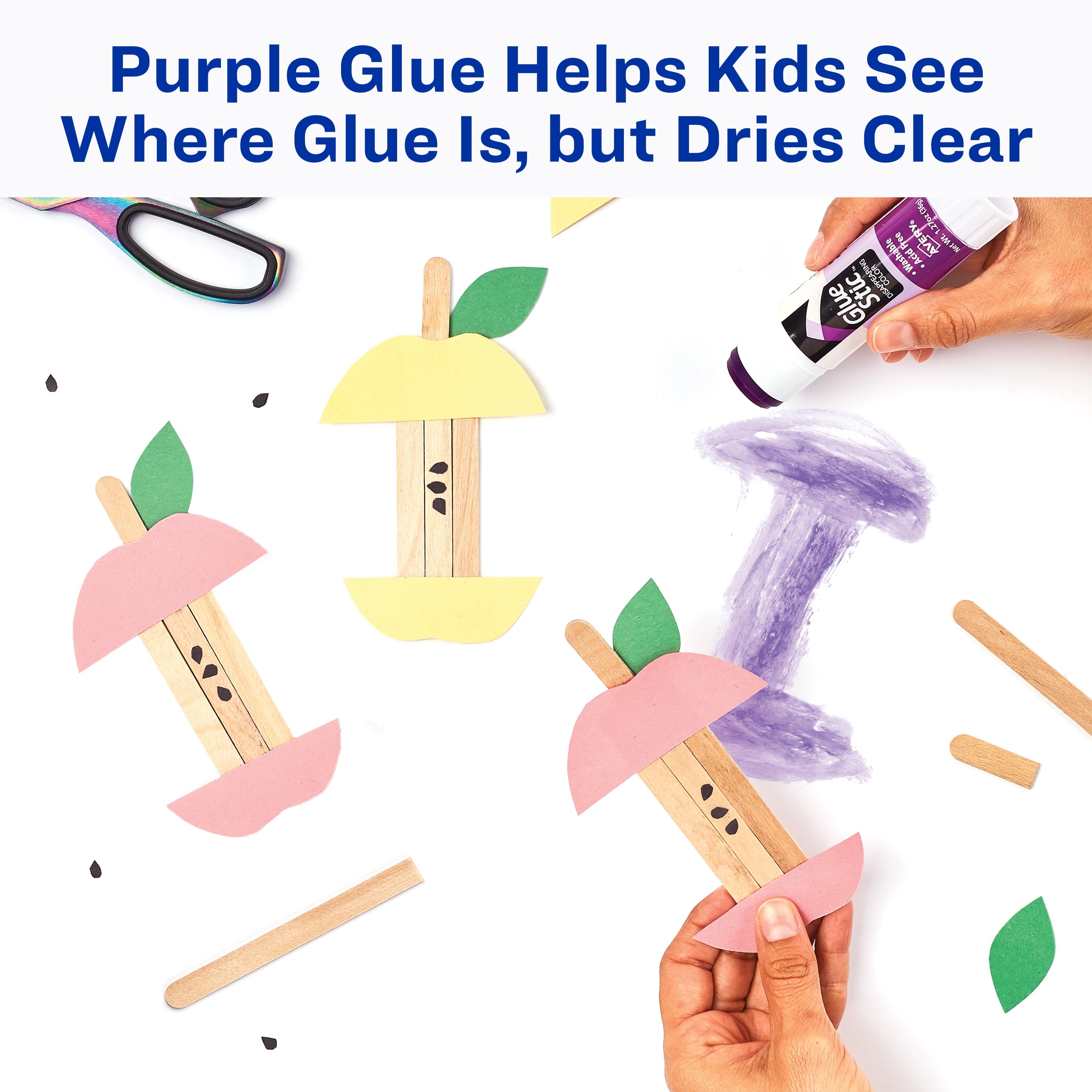 Avery Glue Stic, Disappearing Purple Glue Sticks, 1.27oz, 12 Total (10222)
