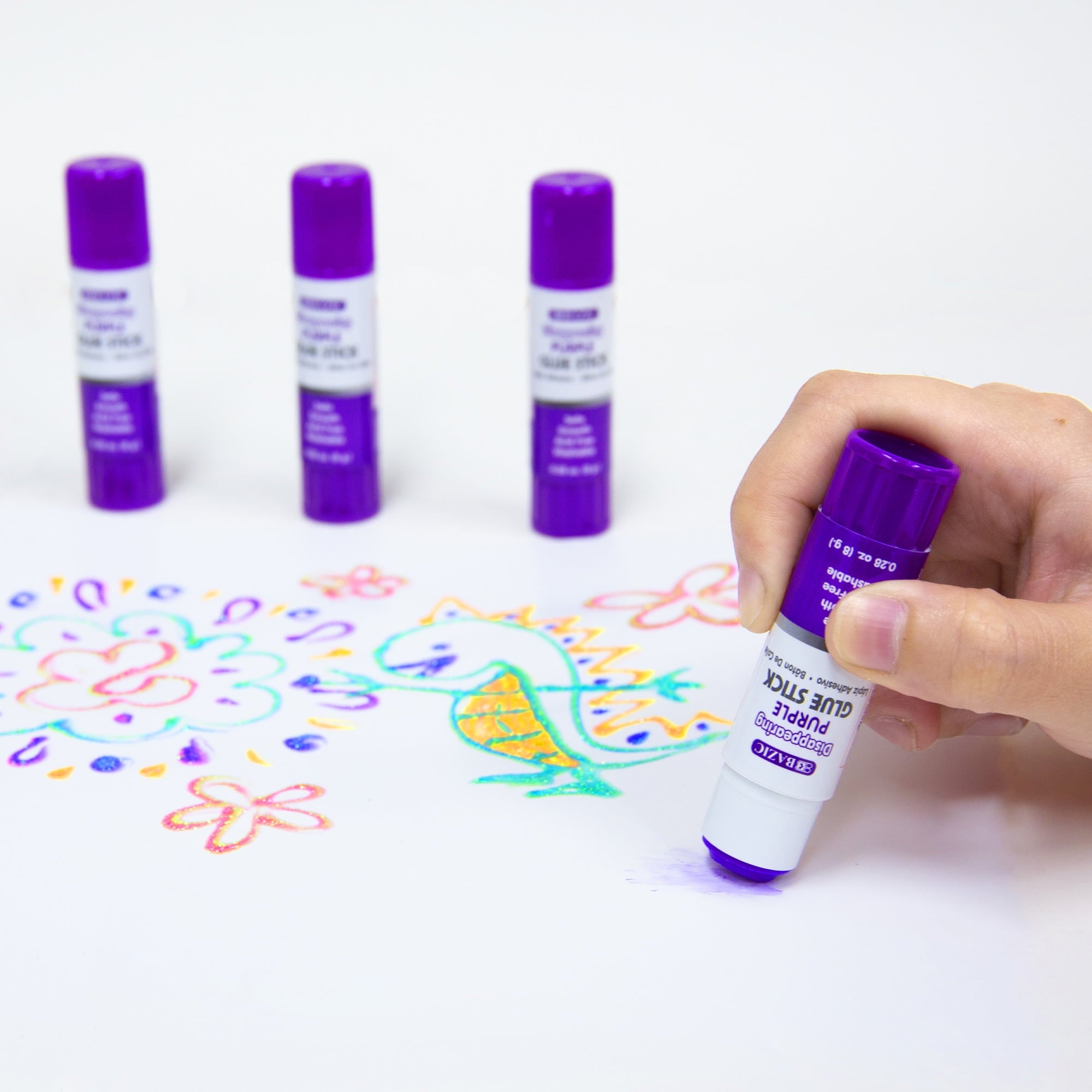 BAZIC Washable Disappearing Purple Glue Stick 8g Acid Free Glue Sticks, 12-count