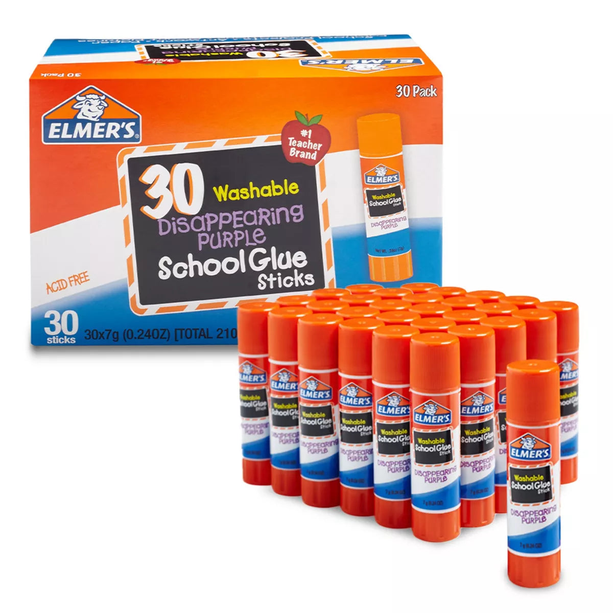 30ct Disappearing Washable Glue Sticks Purple