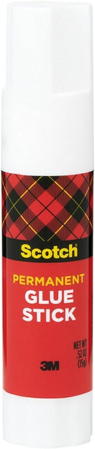 3M Scotch Permanent Glue Stick, White, .45 oz.