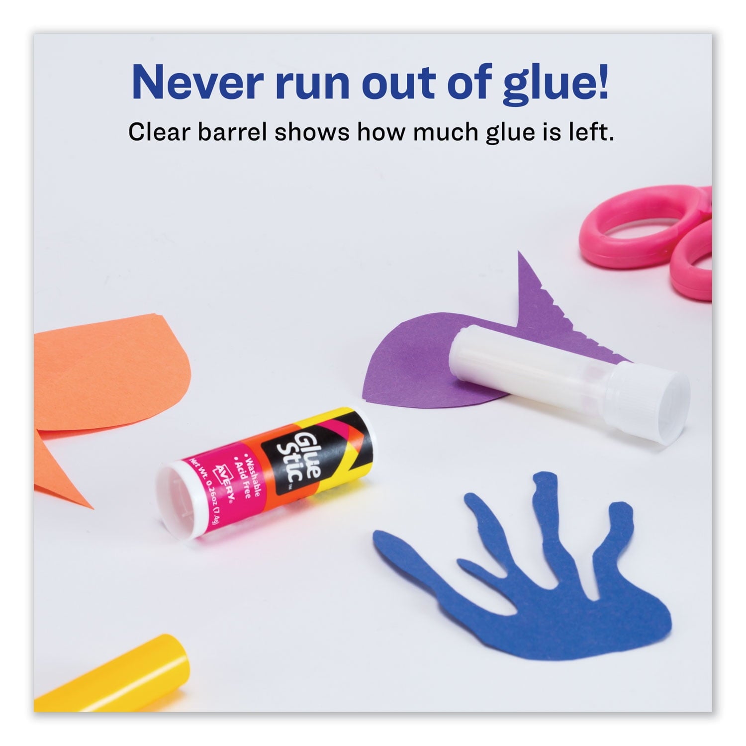 6PC Avery Permanent Glue Stic, 0.26 oz, Applies White, Dries Clear
