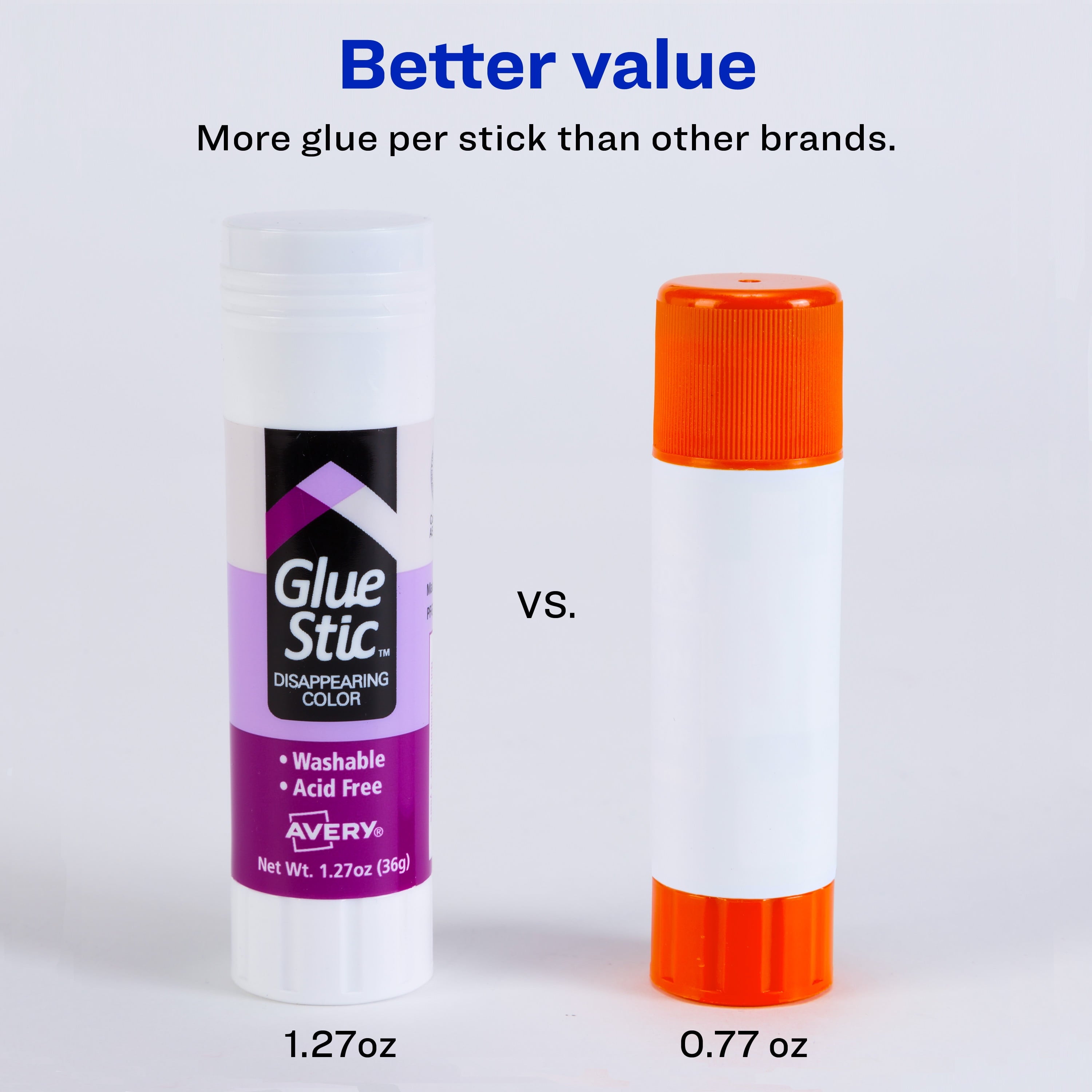 Avery Glue Stick Disappearing Purple, Washable, Permanent, 6 per Pack, 2 Packs, 12 Total (98071)