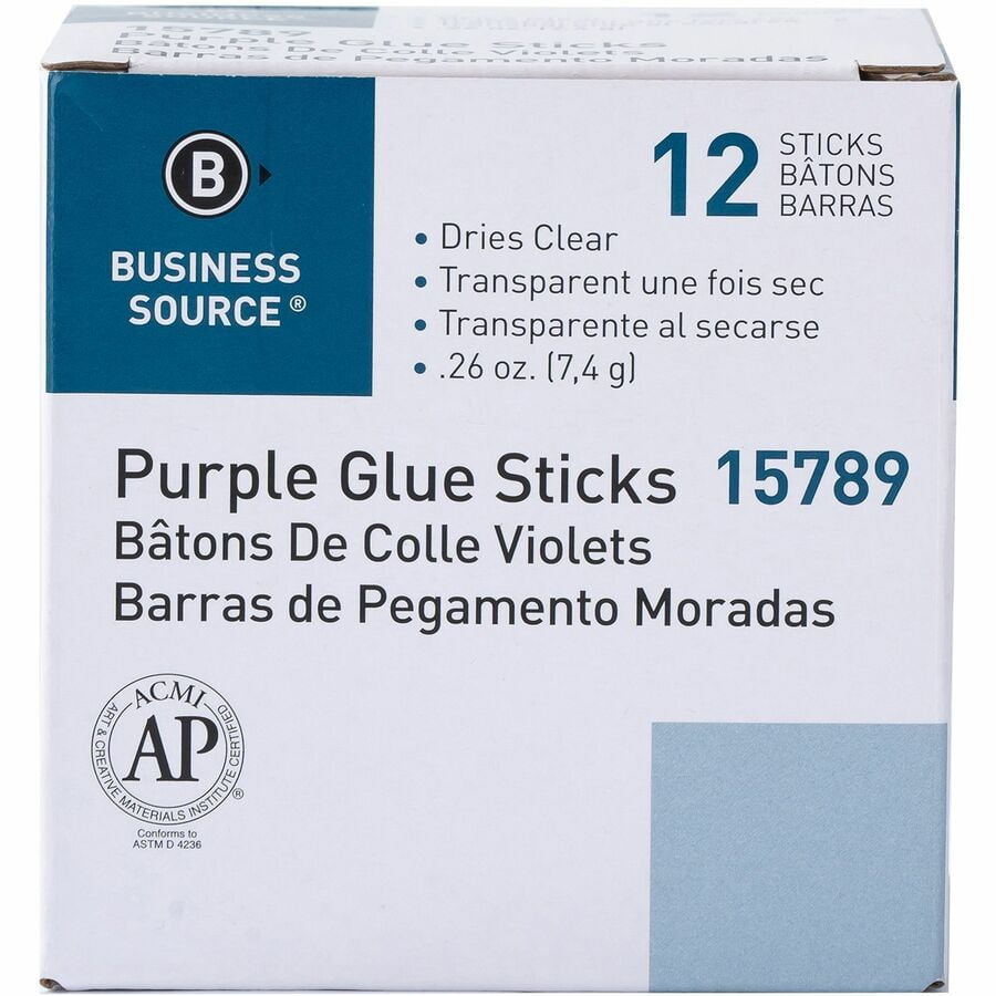 Business Source BSN15789 0.26 oz Purple Glue Sticks, Pack of 12