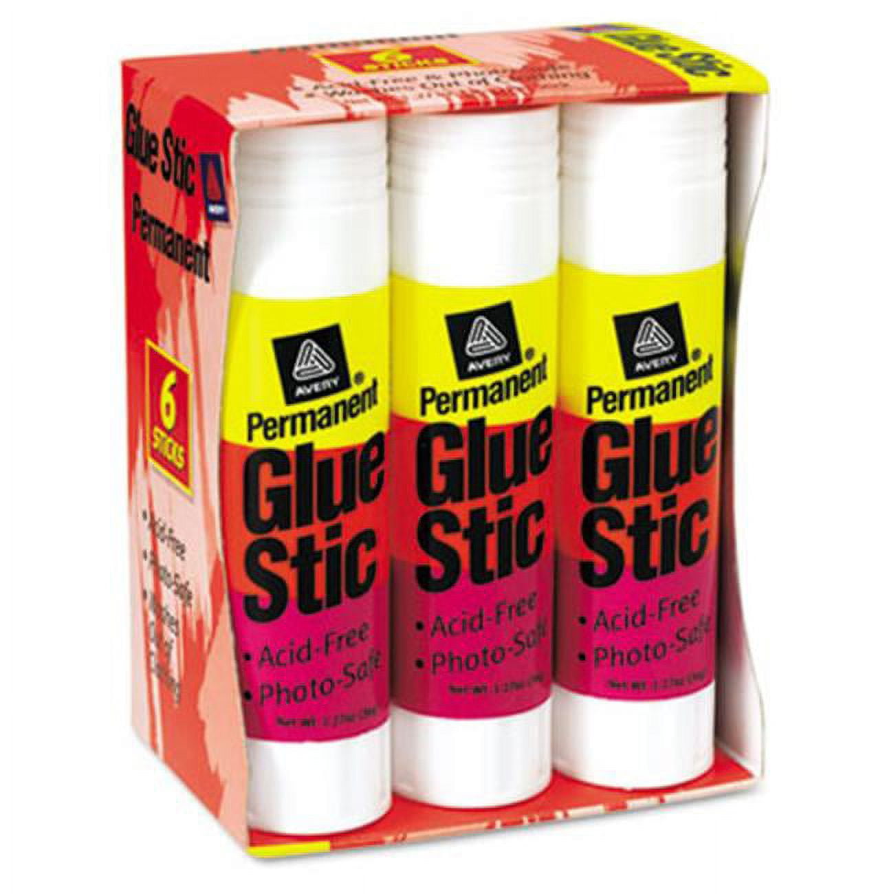 Avery  Clear Application Permanent Glue Stics  1.27 oz  6 Pack