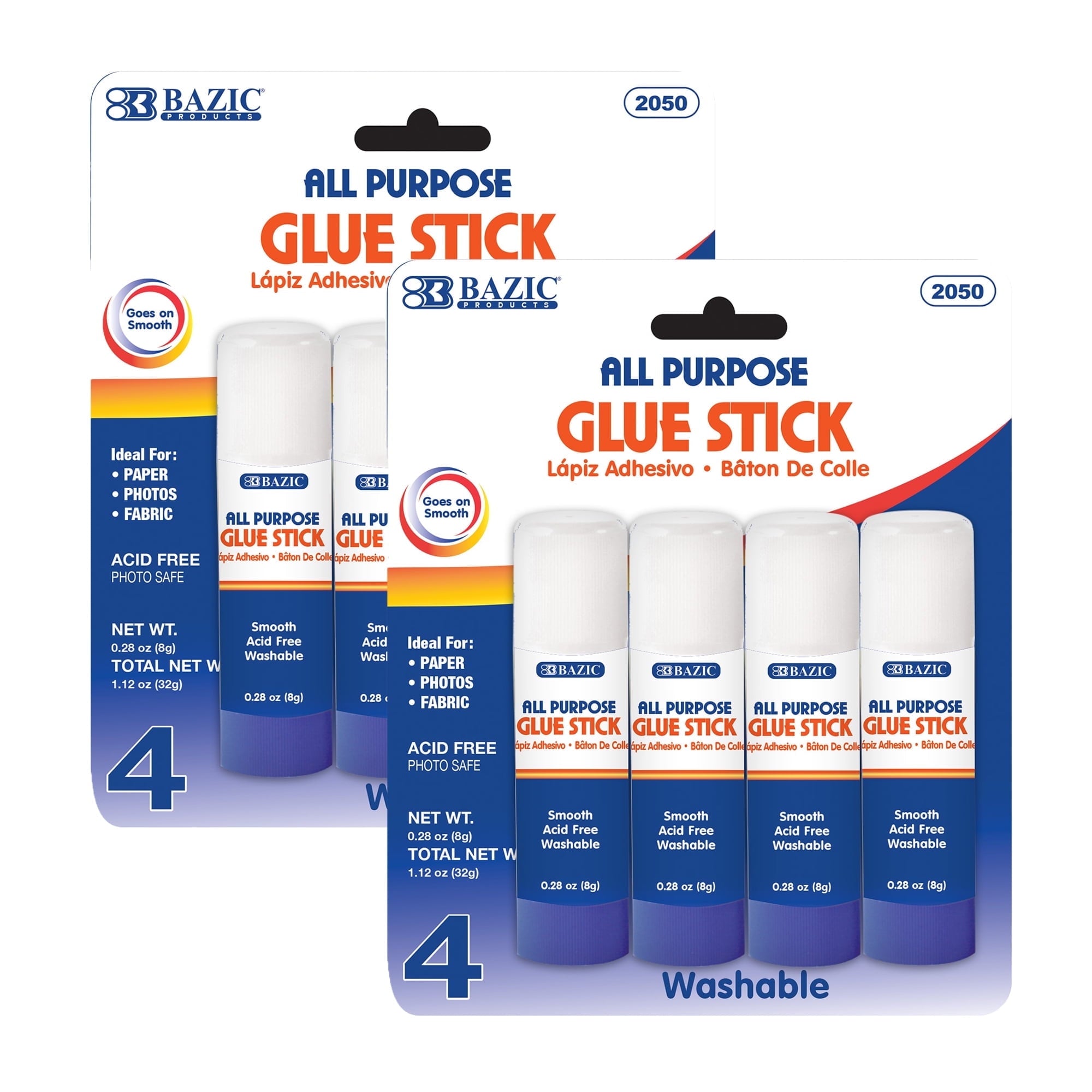 BAZIC Premium Glue Stick 8g, White Glue Sticks Acid Free (4/Pack), 1-Pack