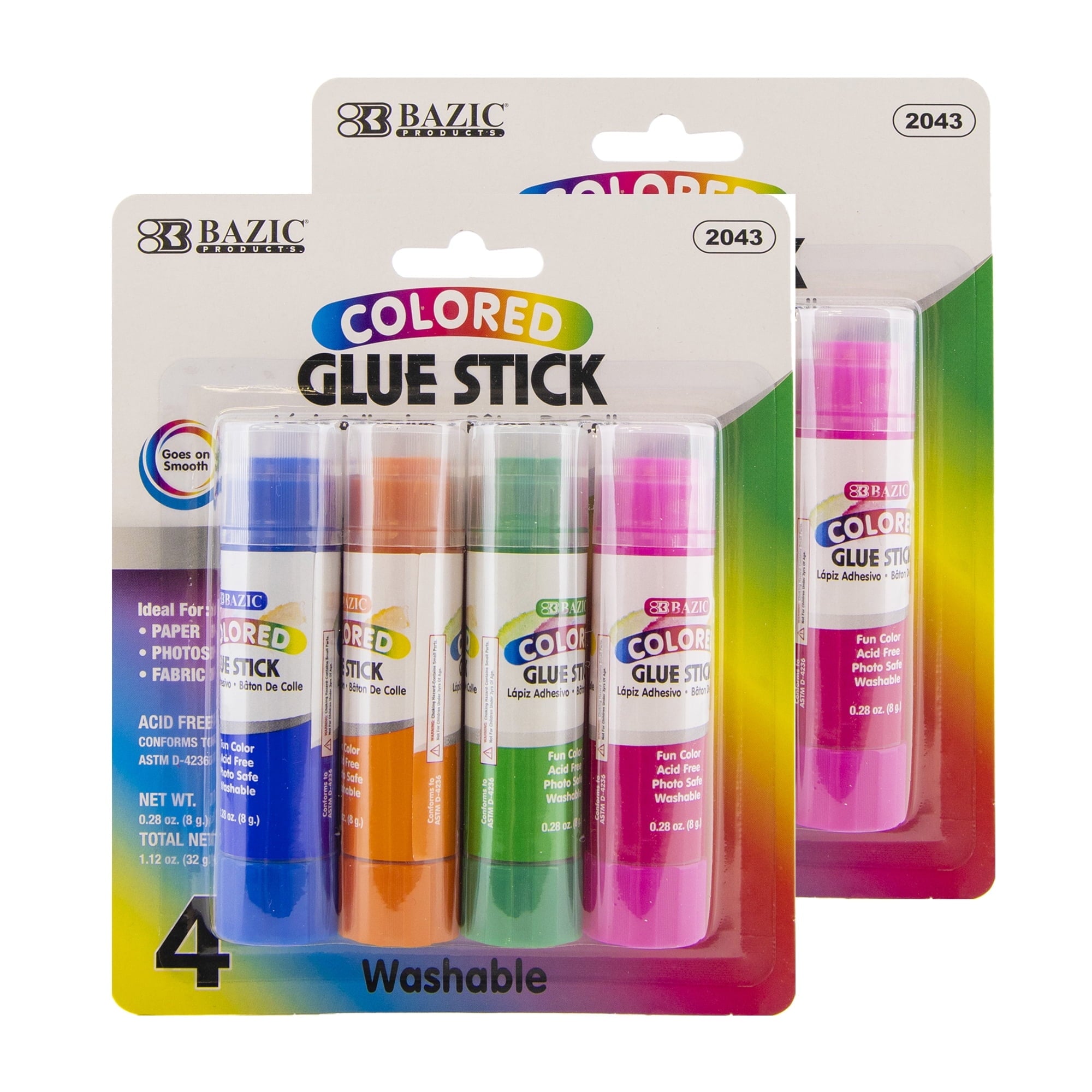BAZIC Washableed Glue Stick 8g/0.28 Oz, Acid Glue Sticks (4/Pack), 1-Pack