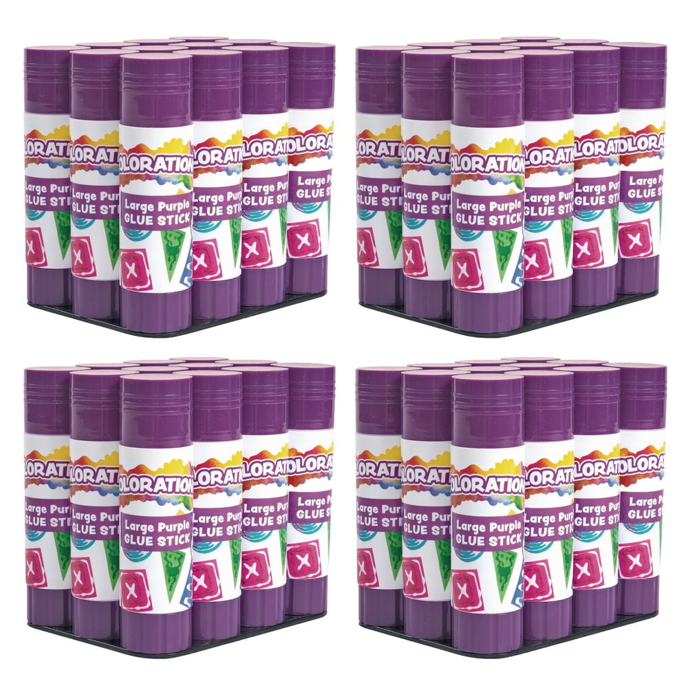 Colorations Best-Value Washable Purple Glue Sticks, Large (.88 oz.) - 48 Total