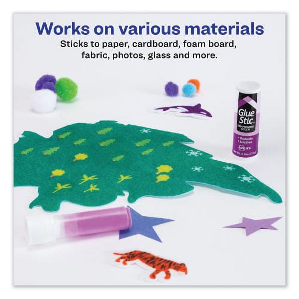 Permanent Glue Stic Value Pack, 0.26 Oz, Applies Purple, Dries Clear, 18/pack | Bundle of 5 Packs