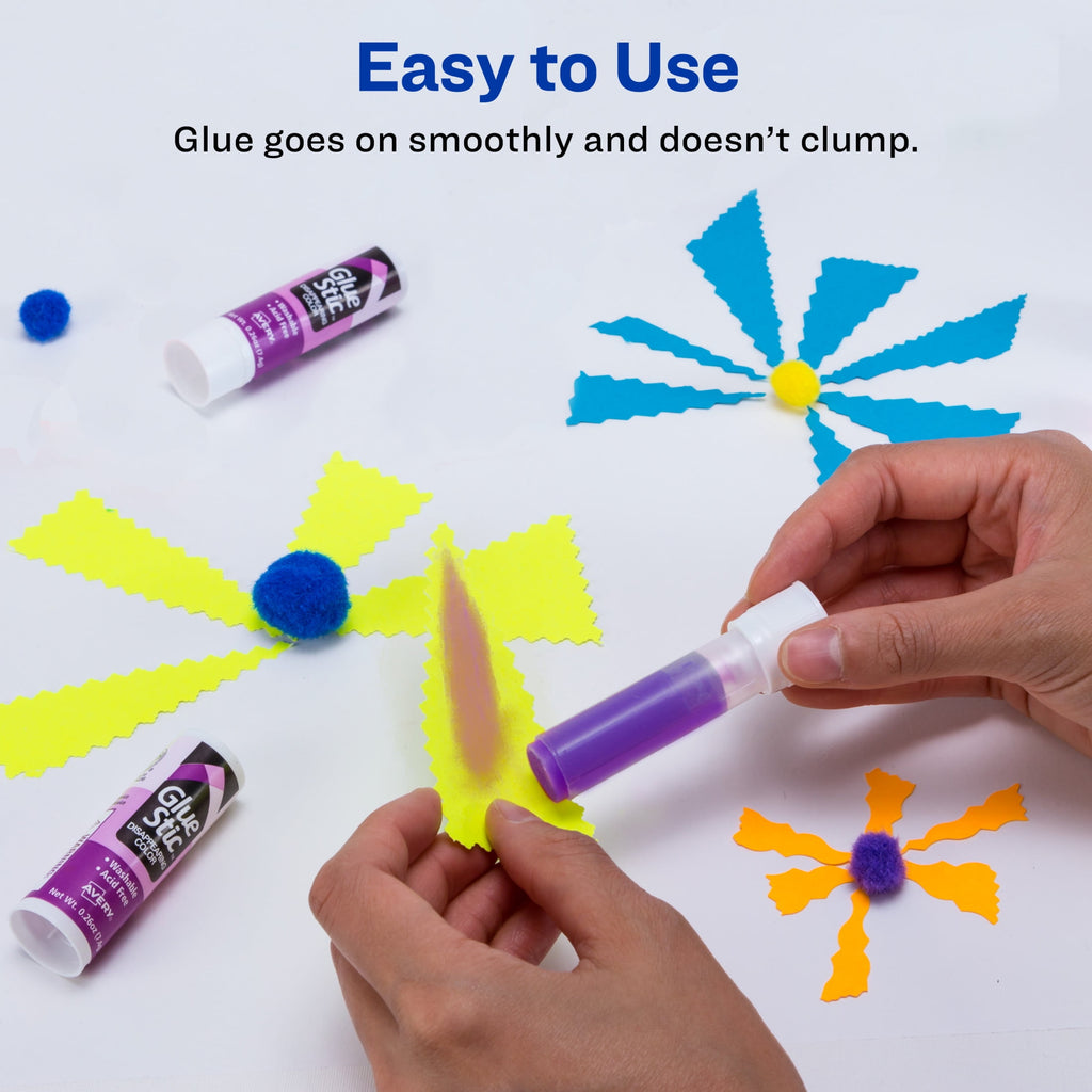 Avery Glue Stic Disappearing Purple Color, 0.26 oz., Permanent, 6PK