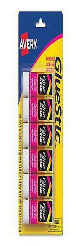 2PK AVE98095 Permanent Glue Stic Value Pack, 0.26 oz, Applies White, Dries Clear, 6/Pack