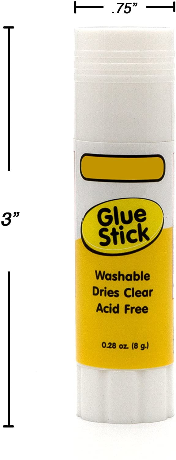 Emraw Washable Glue Stick Safe Smooth Wrinkle Acid-Free Stick 0.28 Ounce (8 Gram) - Used for Papers, Photos, Fabric Etc. (Pack of 12)