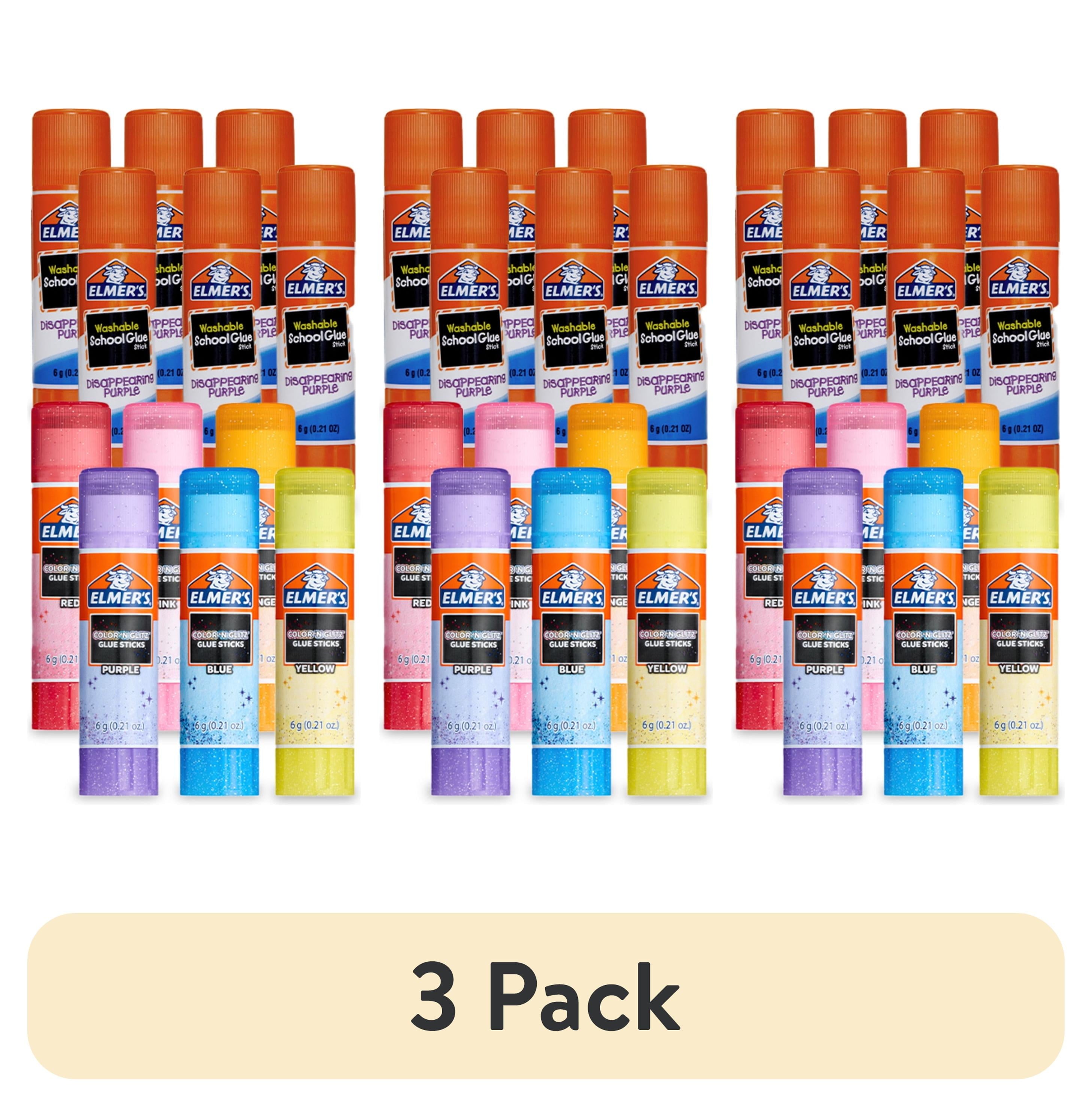 (3 pack) Elmer’s Color 'n Glitz Glue Sticks, Washable, Assorted Colors, 6 Grams, 12 pack