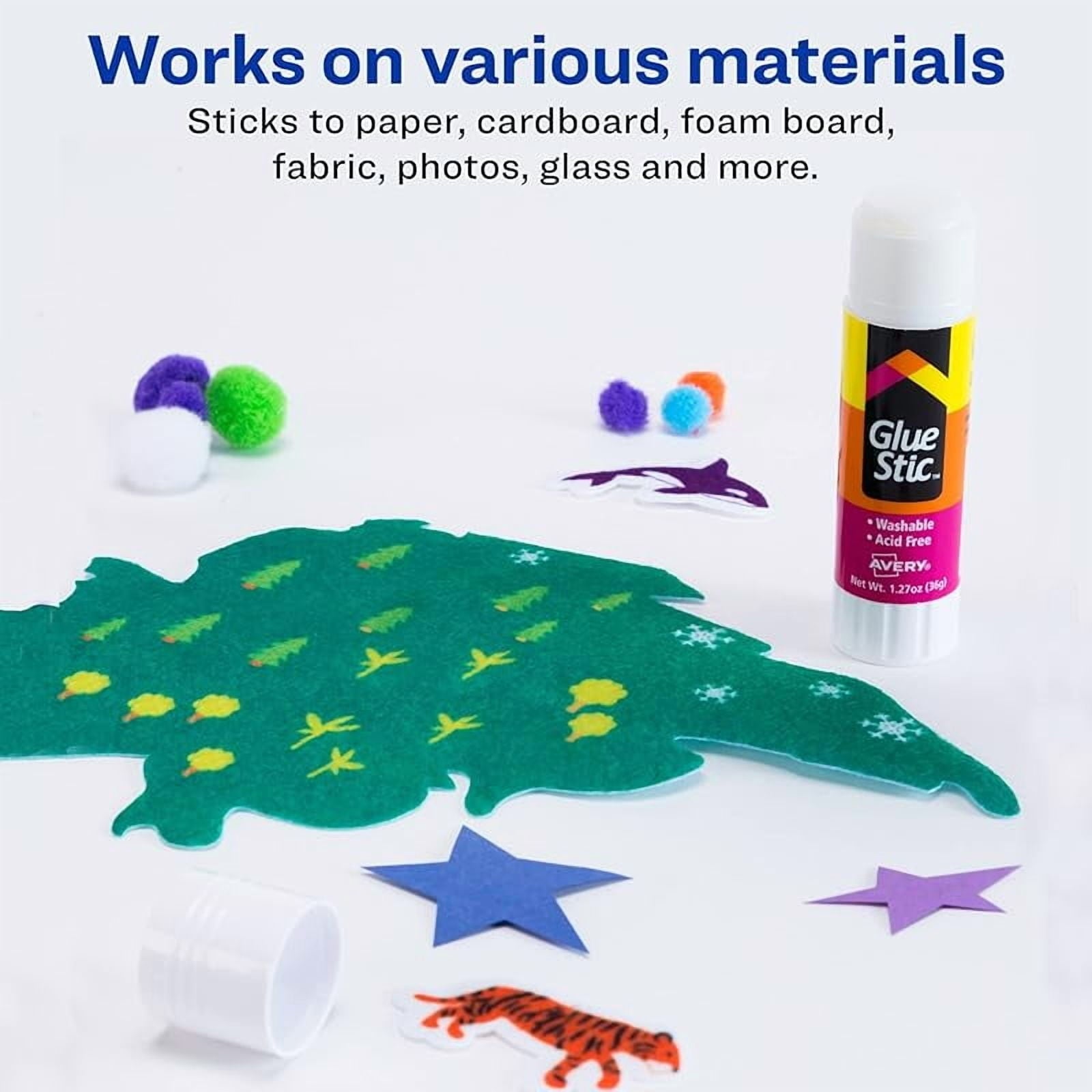 Glue Stic - Washable, Non-Toxic Glue Sticks for Classroom, Crafting, and Office Use, 1.27 oz., Pack of 6, White (98073)