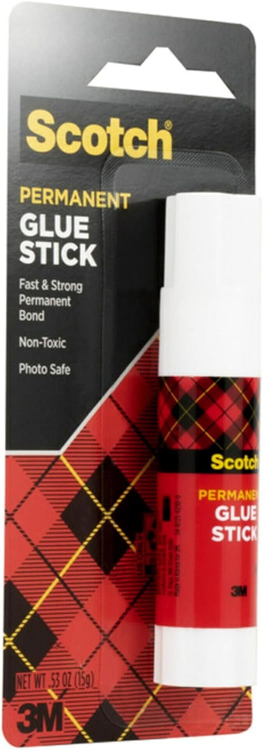 3M Scotch Permanent Glue Stick, White, .45 oz.