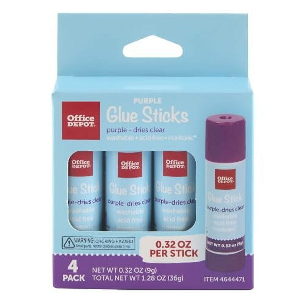 Office Depot® Brand Glue Sticks, 0.32 Oz, Purple, Pack Of 4 Glue Sticks