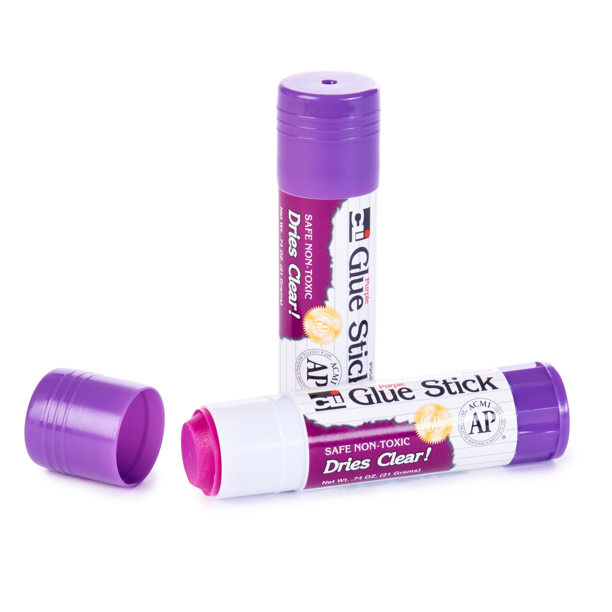 Charles Leonard Purple Glue Sticks, .74 oz, Pack of 12