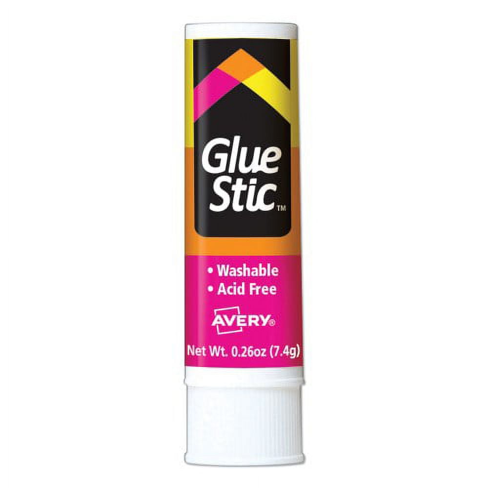 4PK Avery Permanent Glue Stic, 0.26 oz, Applies White, Dries Clear (00166)