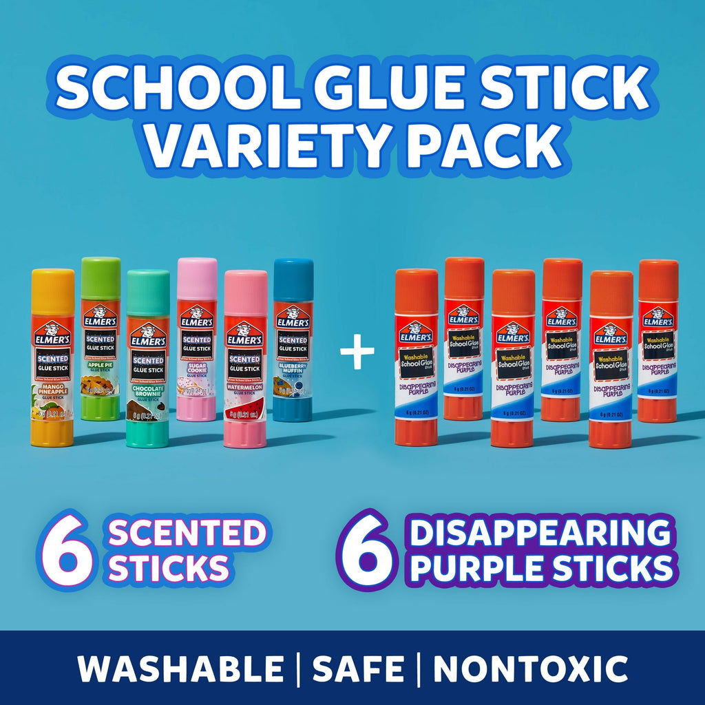Elmer’s Scented Glue Sticks Variety Pack, Safe, Non-toxicSchool Glue, 6 Gram, 12 Count, 1 Hour Dry ( 2 Pack )
