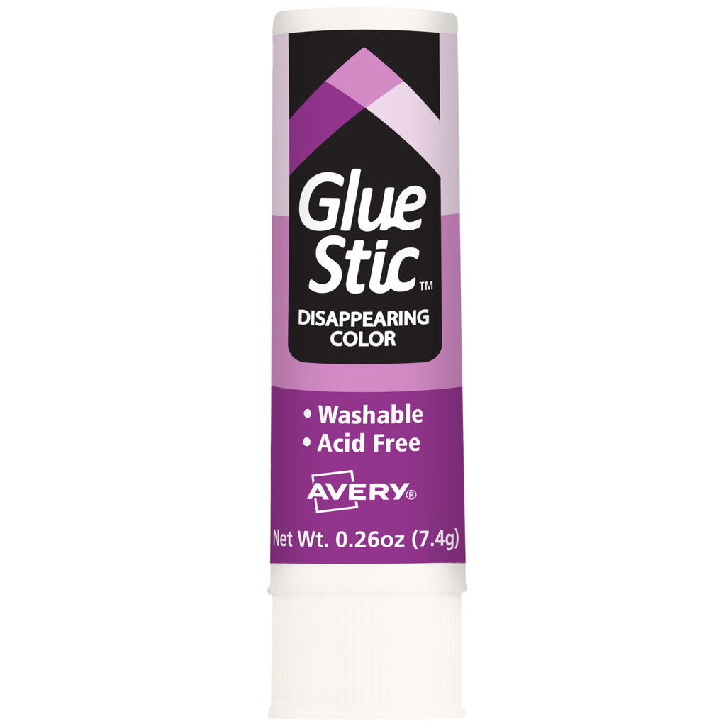 Avery Glue Stic Disappearing Purple Color, 0.26 oz., Permanent, 6PK