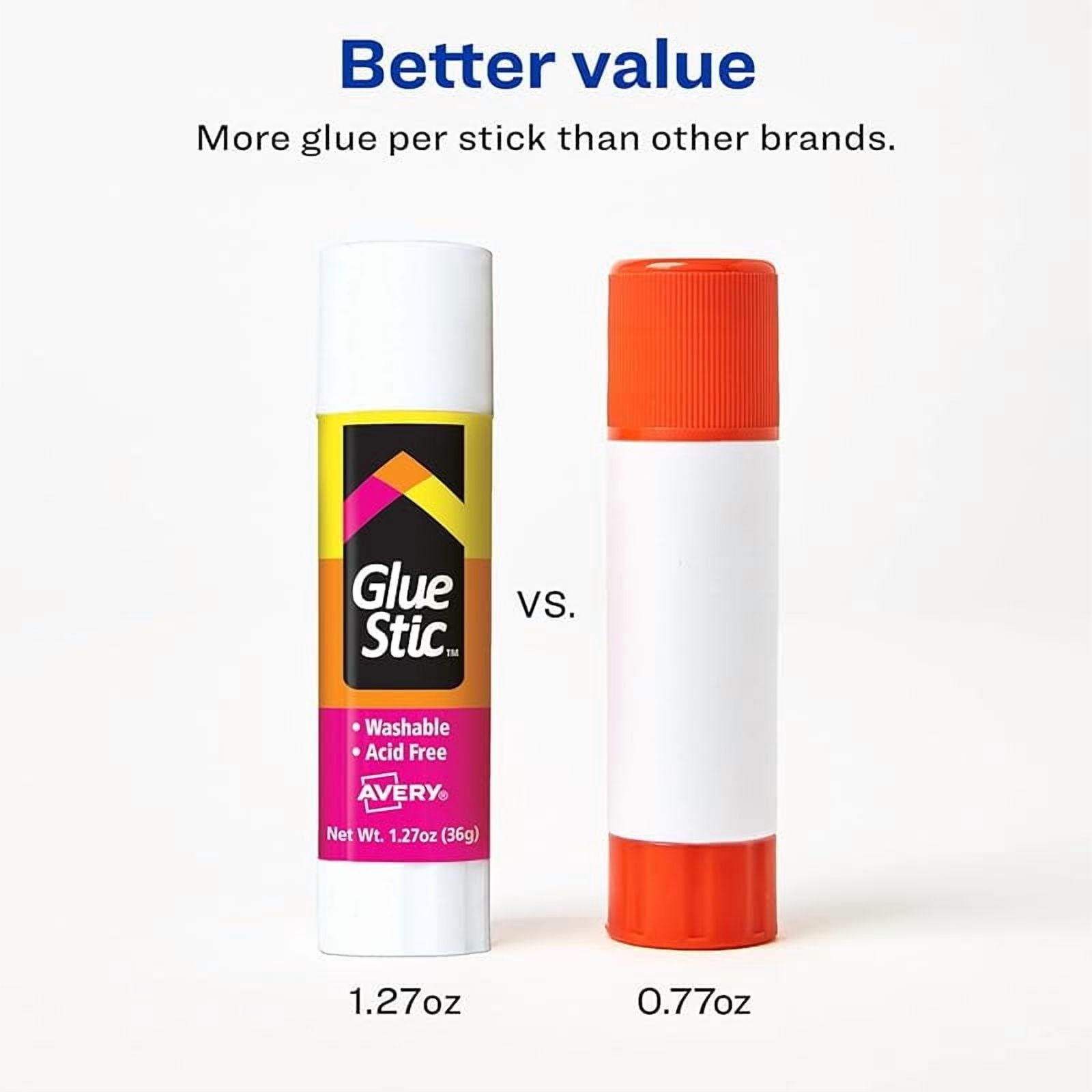 Glue Stic - Washable, Non-Toxic Glue Sticks for Classroom, Crafting, and Office Use, 1.27 oz., Pack of 6, White (98073)