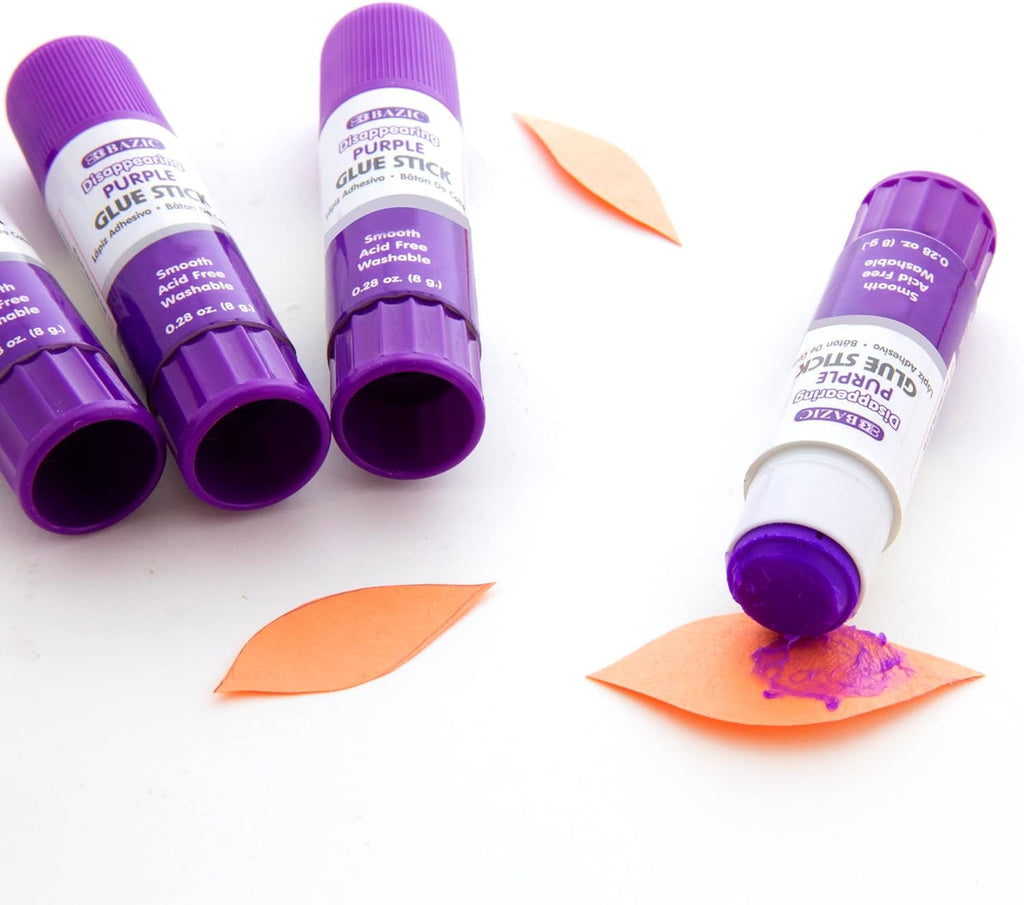 BAZIC Washable Disappearing Purple Glue Stick 8g, Acid Free (4/Pack), 1-Pack
