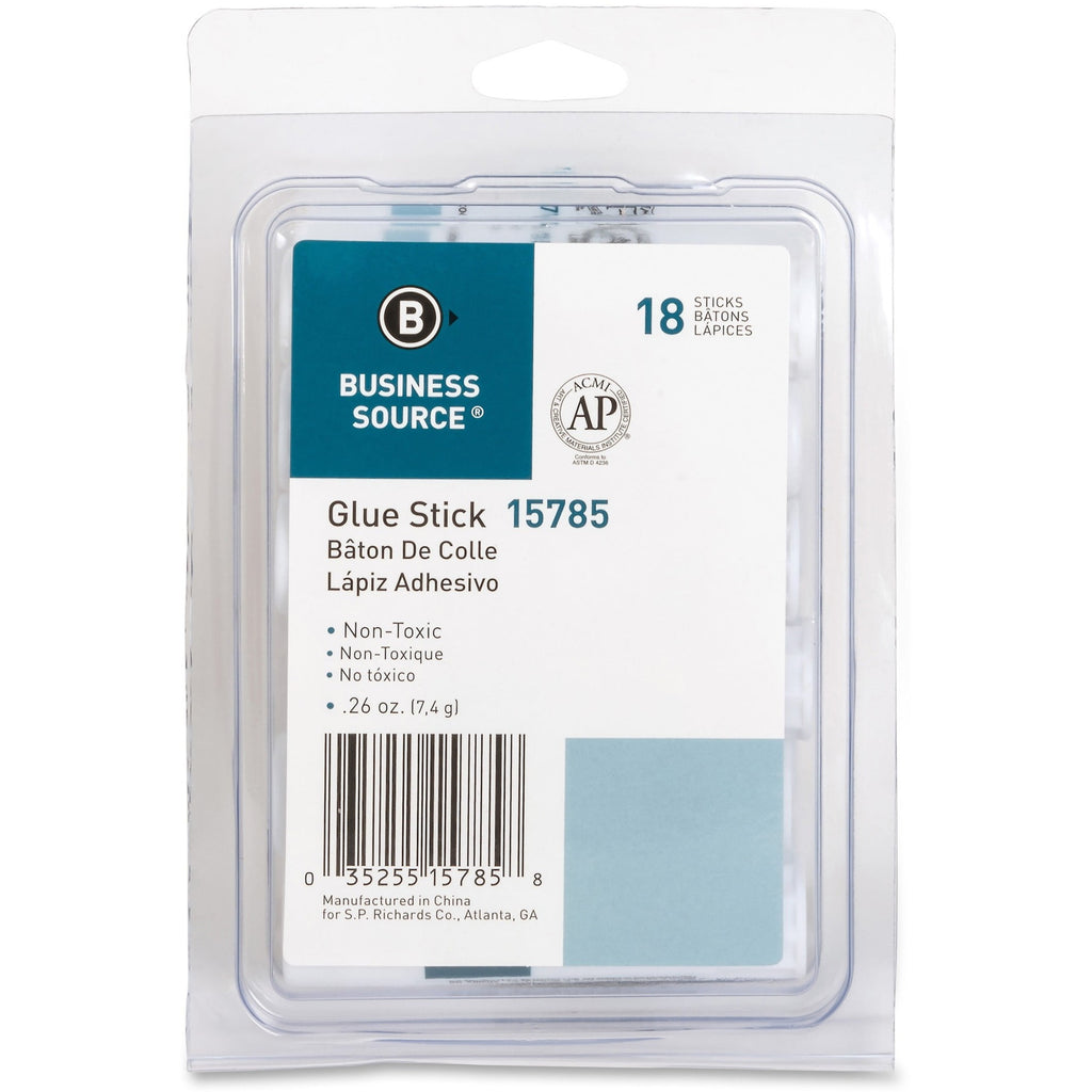 Business Source, BSN15785, Value Pack Glue Sticks, 18 / Pack, White