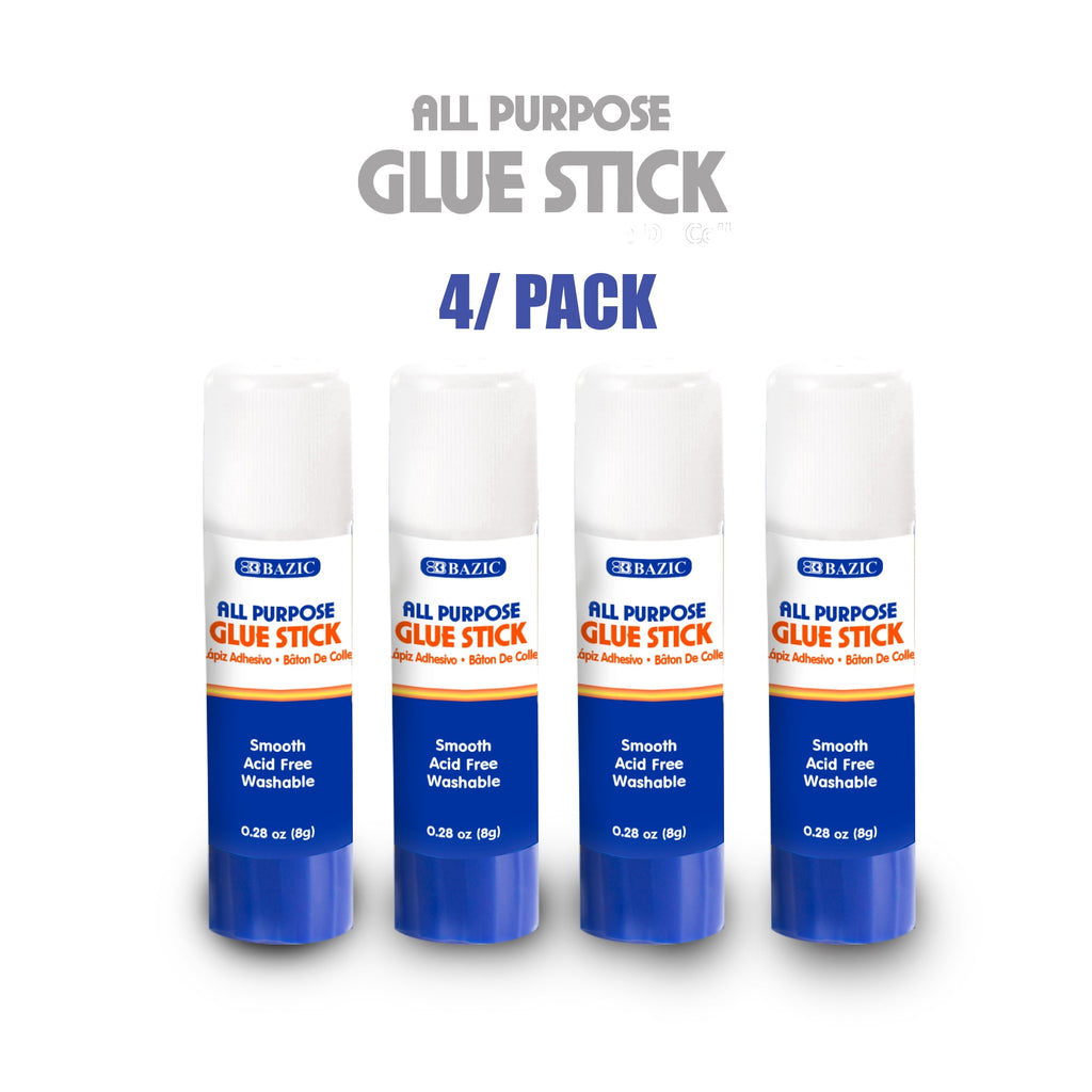 BAZIC Premium Glue Stick 8g, White Glue Sticks Acid Free (4/Pack), 1-Pack