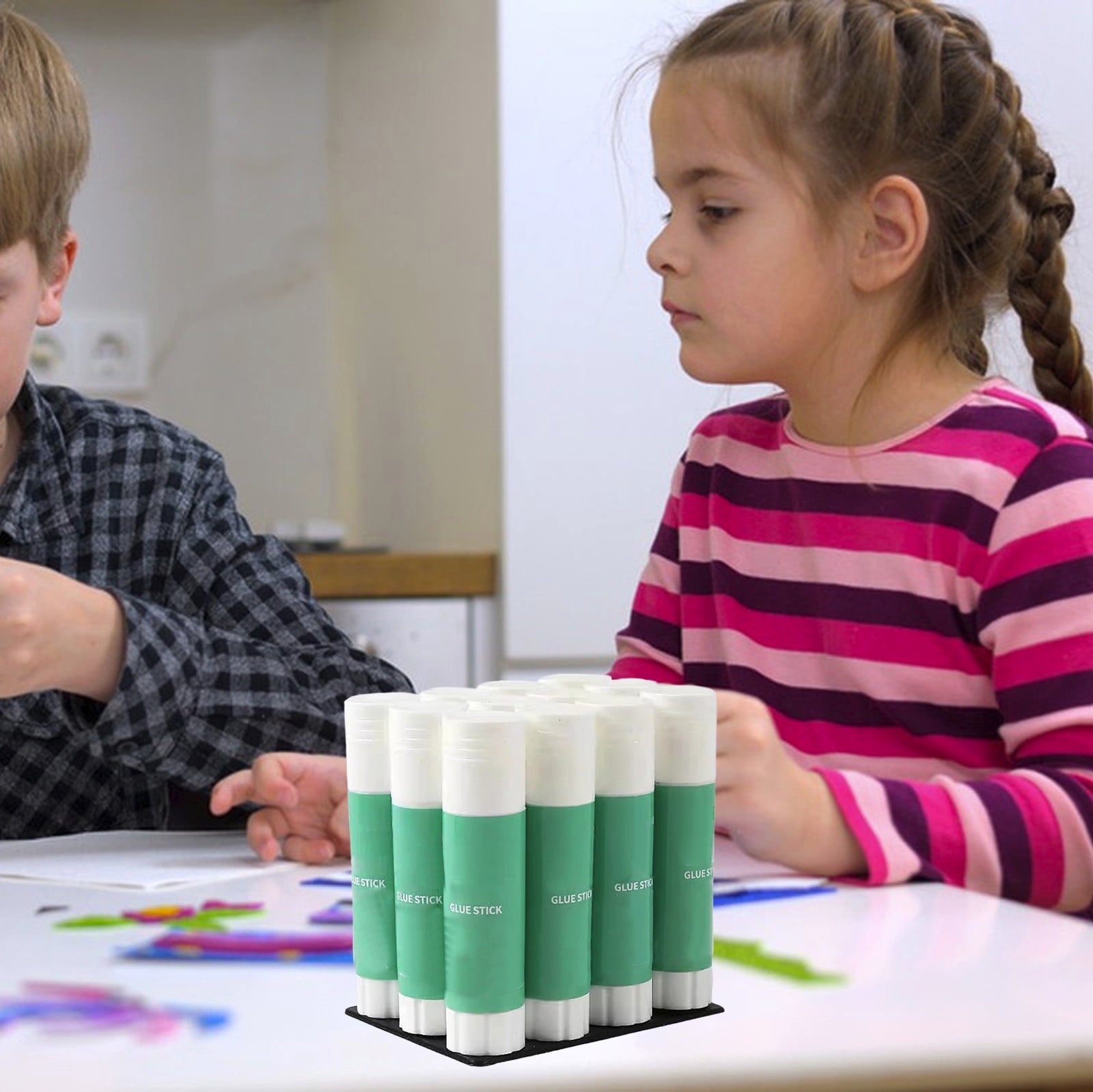 JOGZMZ 12-Pack Glue Sticks Combo for Crafts and DIY, 0.32 Ounce White Adhesive for Paper Fabric Cardboard - Smooth Application and Clear Drying, Safe All-Purpose Use in Home or Office