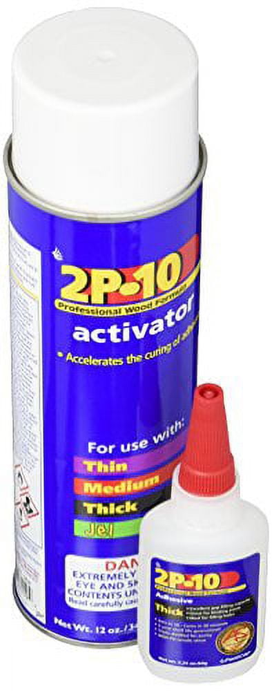 FastCap, 0.0 h, 2 oz Bottle of Adhesive, 12 oz Can of Activator, Clear