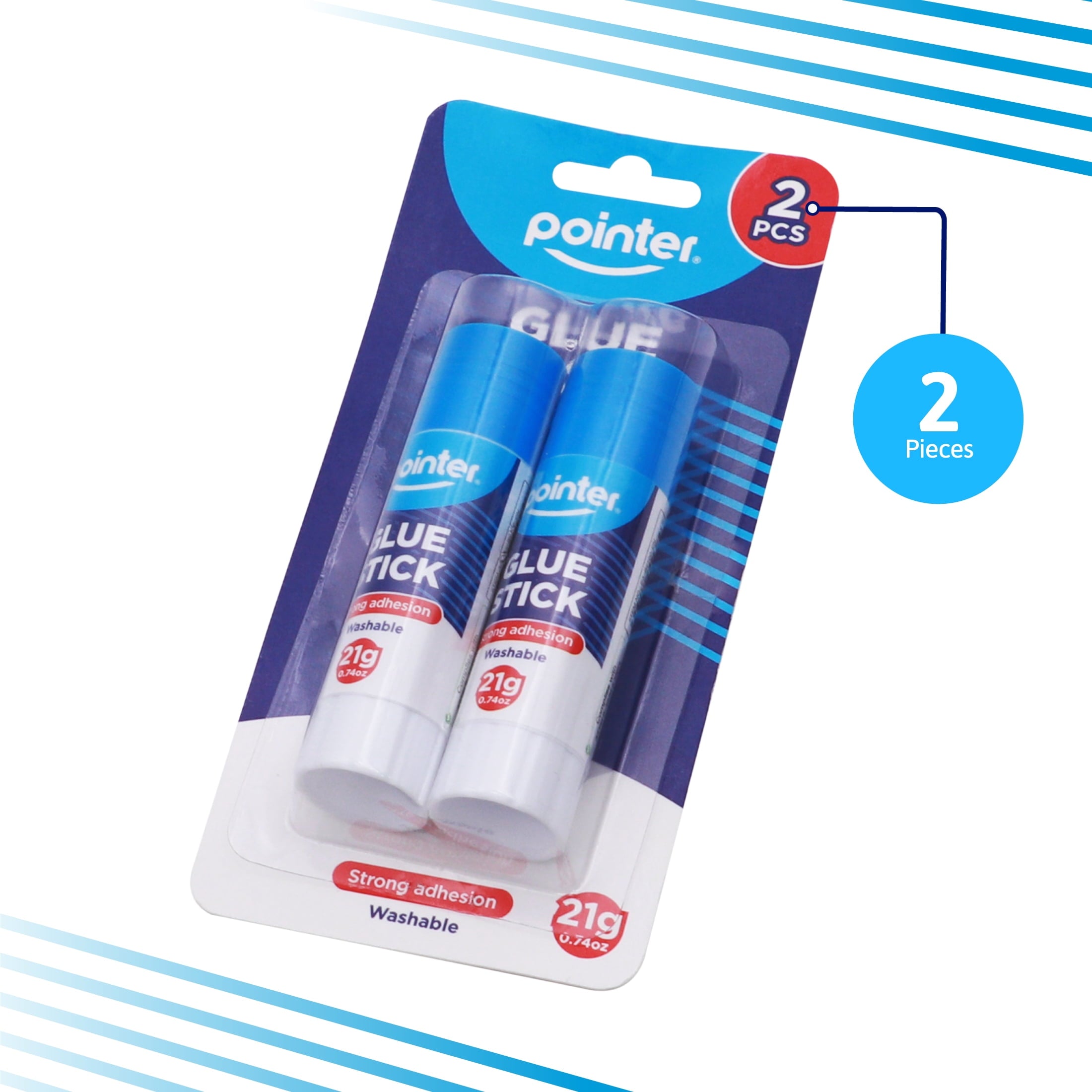 Pointer Glue Stick, White, 21g - 0.74 oz, 2 Count, Pack of 12