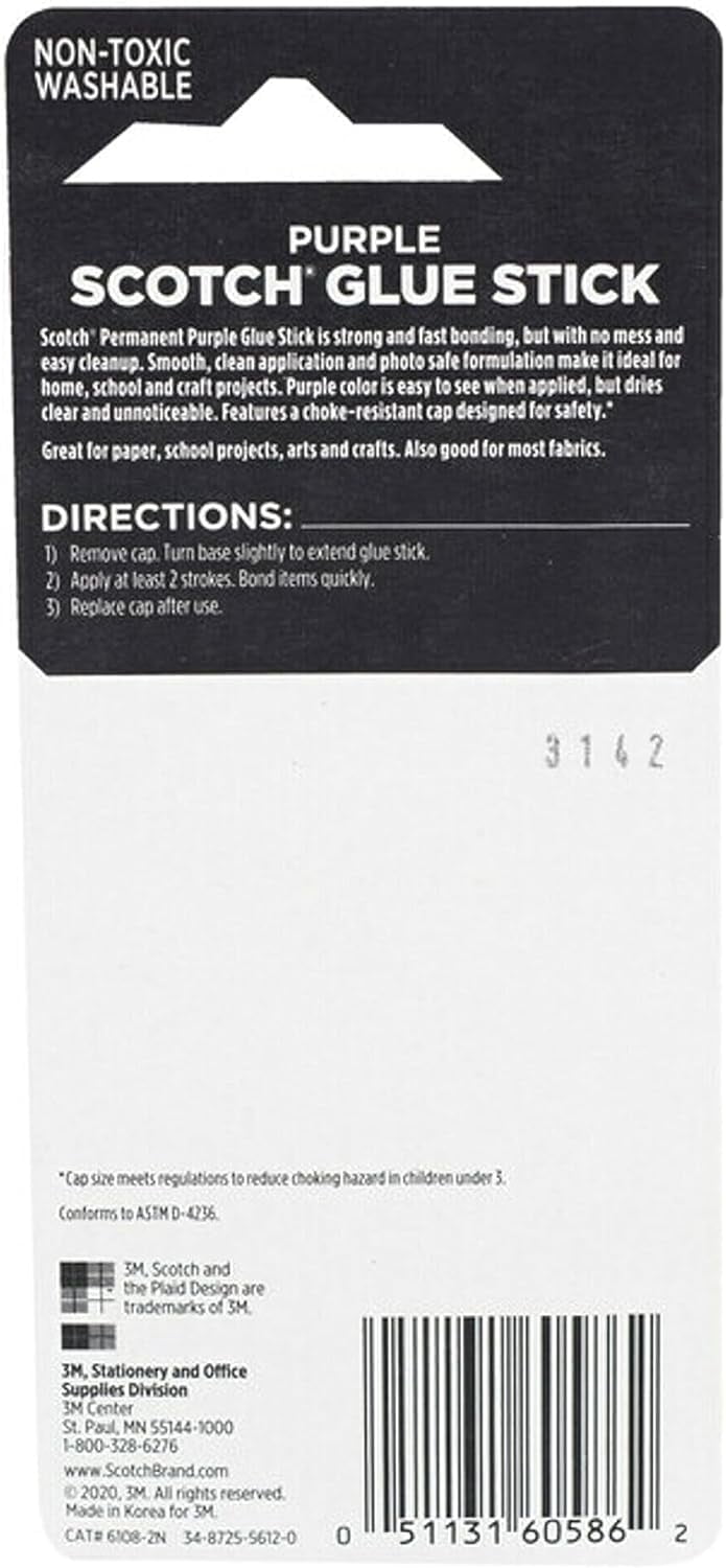 3M - 7010383411 - Scotch Purple Glue Stick 6108-2N .28 oz 2-Pack (2EA)