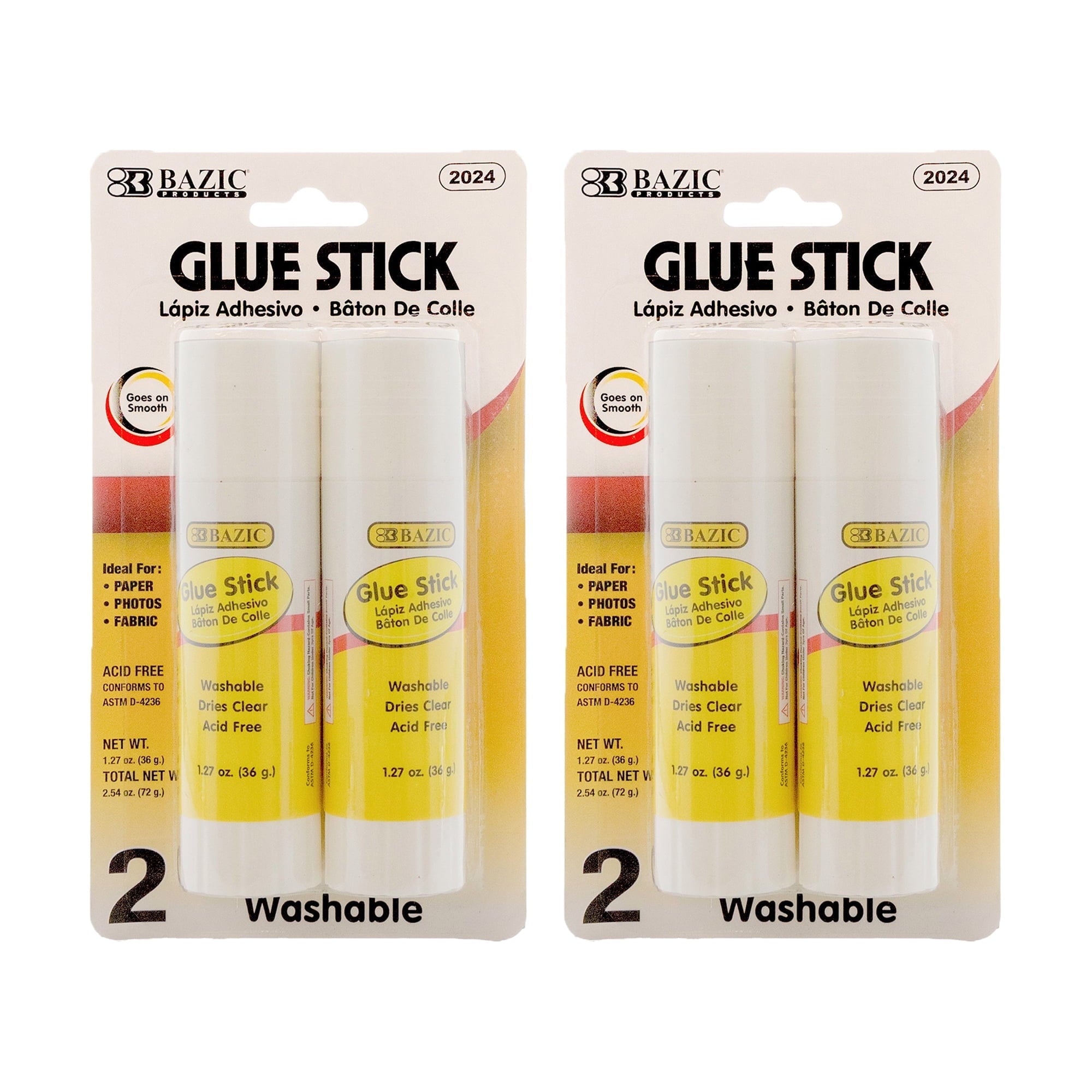 BAZIC Glue Stick 36g/1.27 Oz, Acid Free Glue (2/Pack), 1-Pack