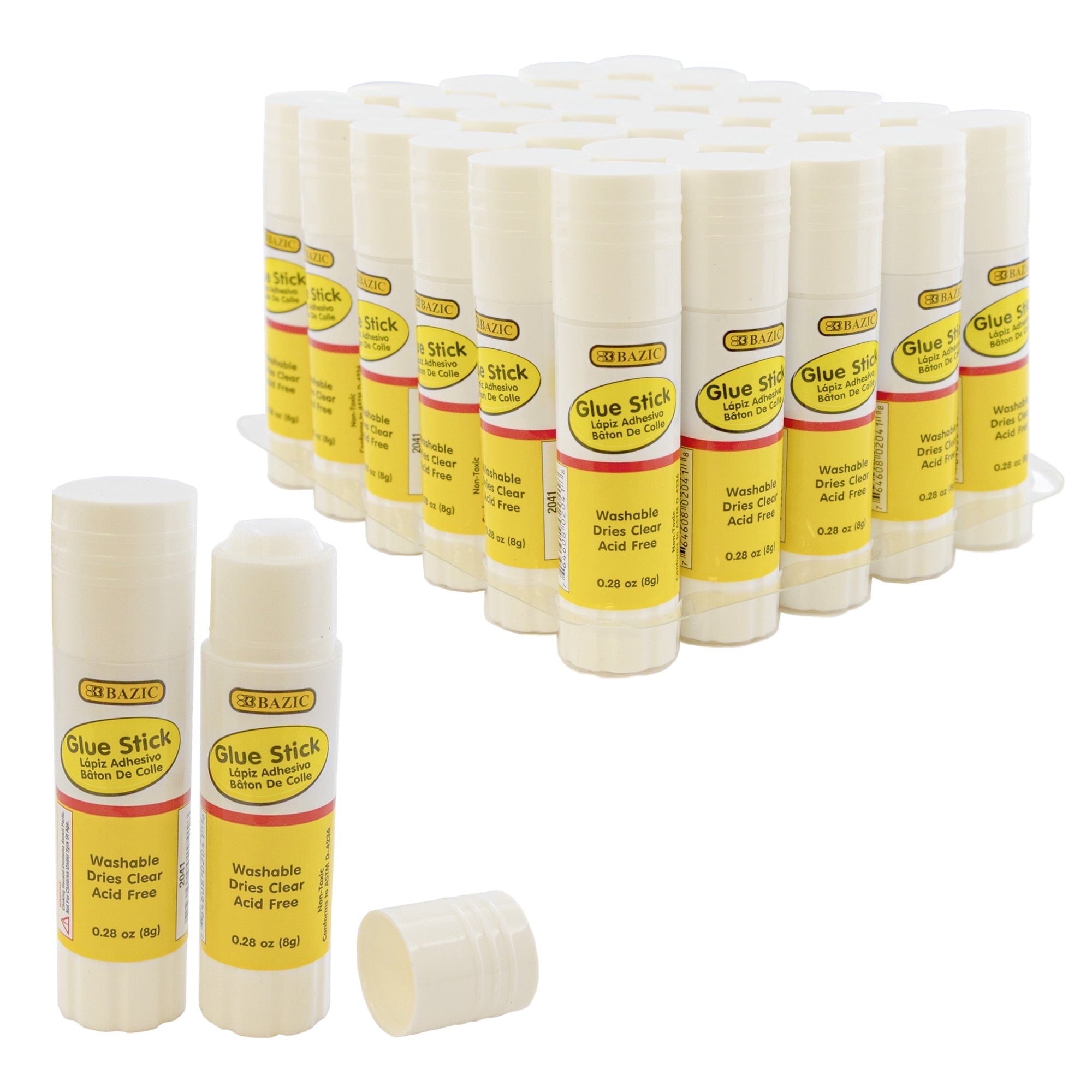 BAZIC Glue Stick 8g/0.28 Oz, White Glue Sticks, Acid Free for Photos Paper Art Craft (30/Pack), 20-Packs