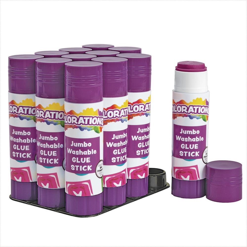 Colorations Jumbo Washable Purple Glue Sticks (1.41 oz each) - Set of 12