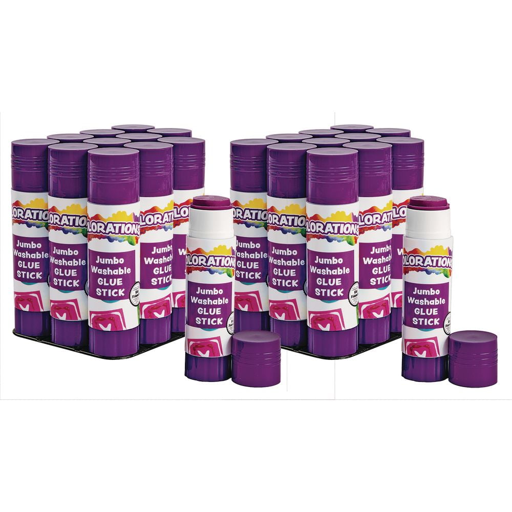 Colorations Jumbo Washable Purple Glue Sticks, Set of 24, 1.41 oz each