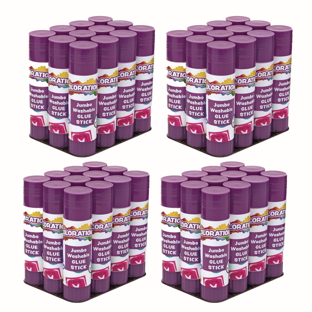 Colorations Jumbo Washable Purple Glue Sticks - Set of 48, 1.41oz Each