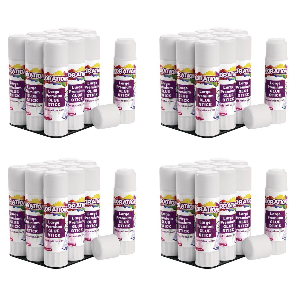 Colorations Premium Washable White Glue Sticks in a Tray (0.88oz. Each) - Set of 48