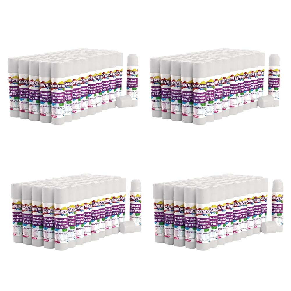 Colorations Premium White Washable Glue Sticks, Set of 200, 0.17 oz each