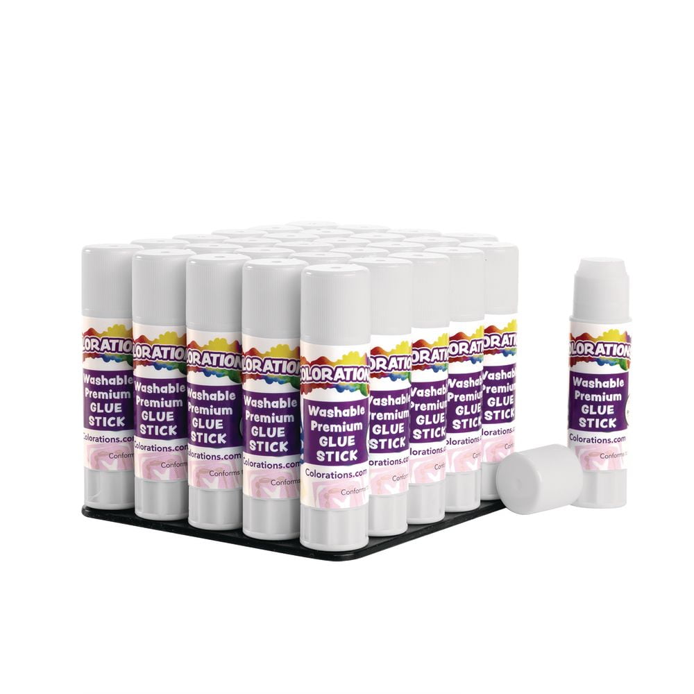 Colorations Washable Premium White Glue Sticks (0.32 oz ea) - Set of 30