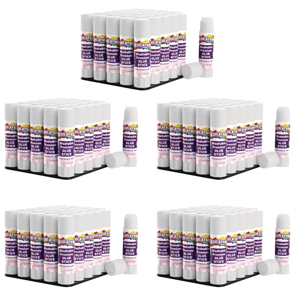 Colorations Washable Premium White Glue Sticks (0.32oz Each) - Set of 150