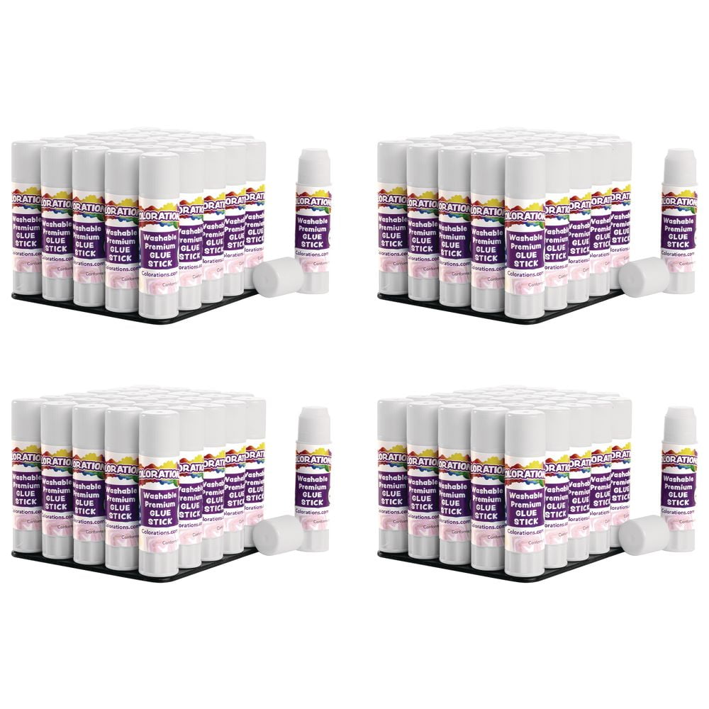 Colorations Washable Premium White Glue Sticks - Set of 120, 0.32 oz ea