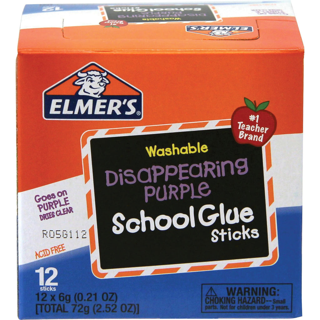 Elmer's, EPIE514, Washable Nontoxic Glue Sticks, 12 / Box, Purple