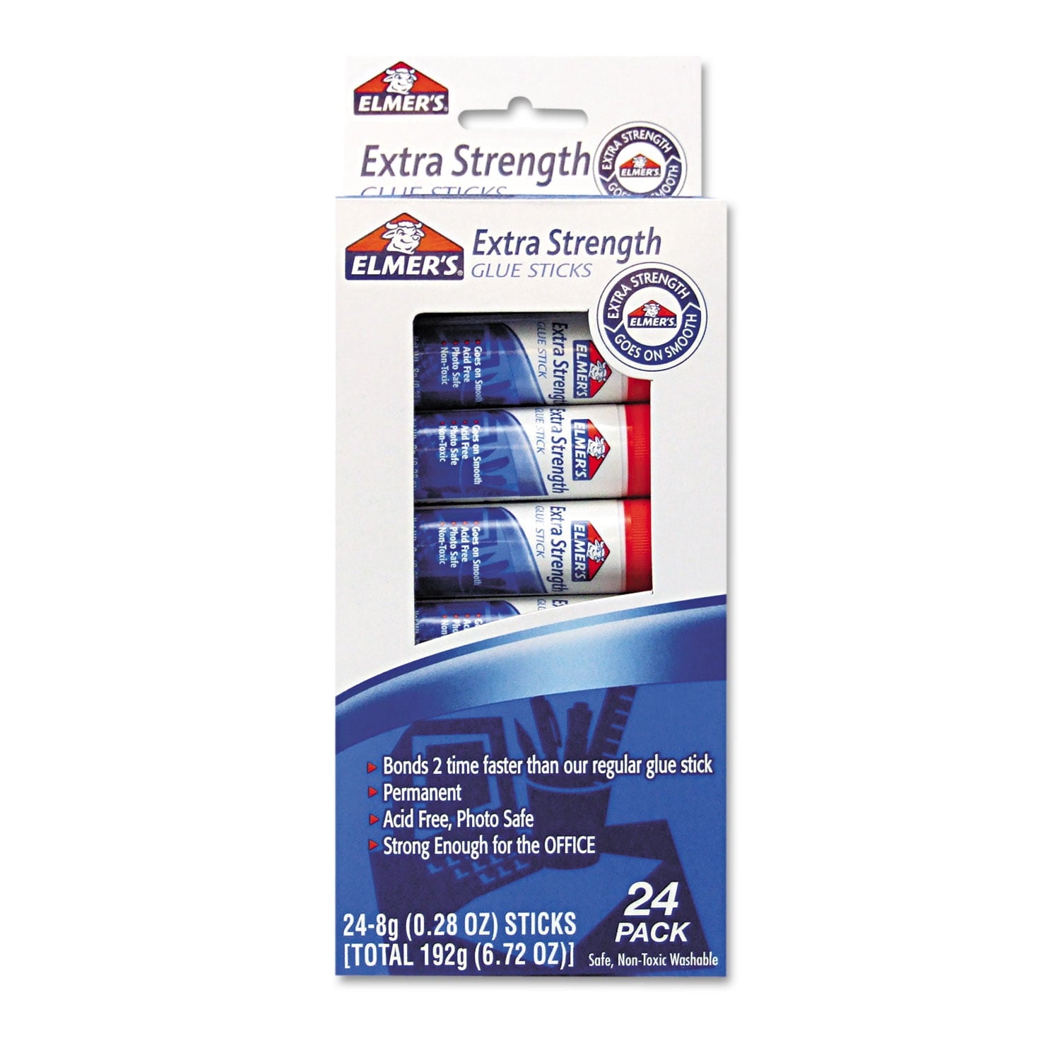 Elmer's Extra-Strength Office Glue Sticks, 0.28 Oz, 24 Ct