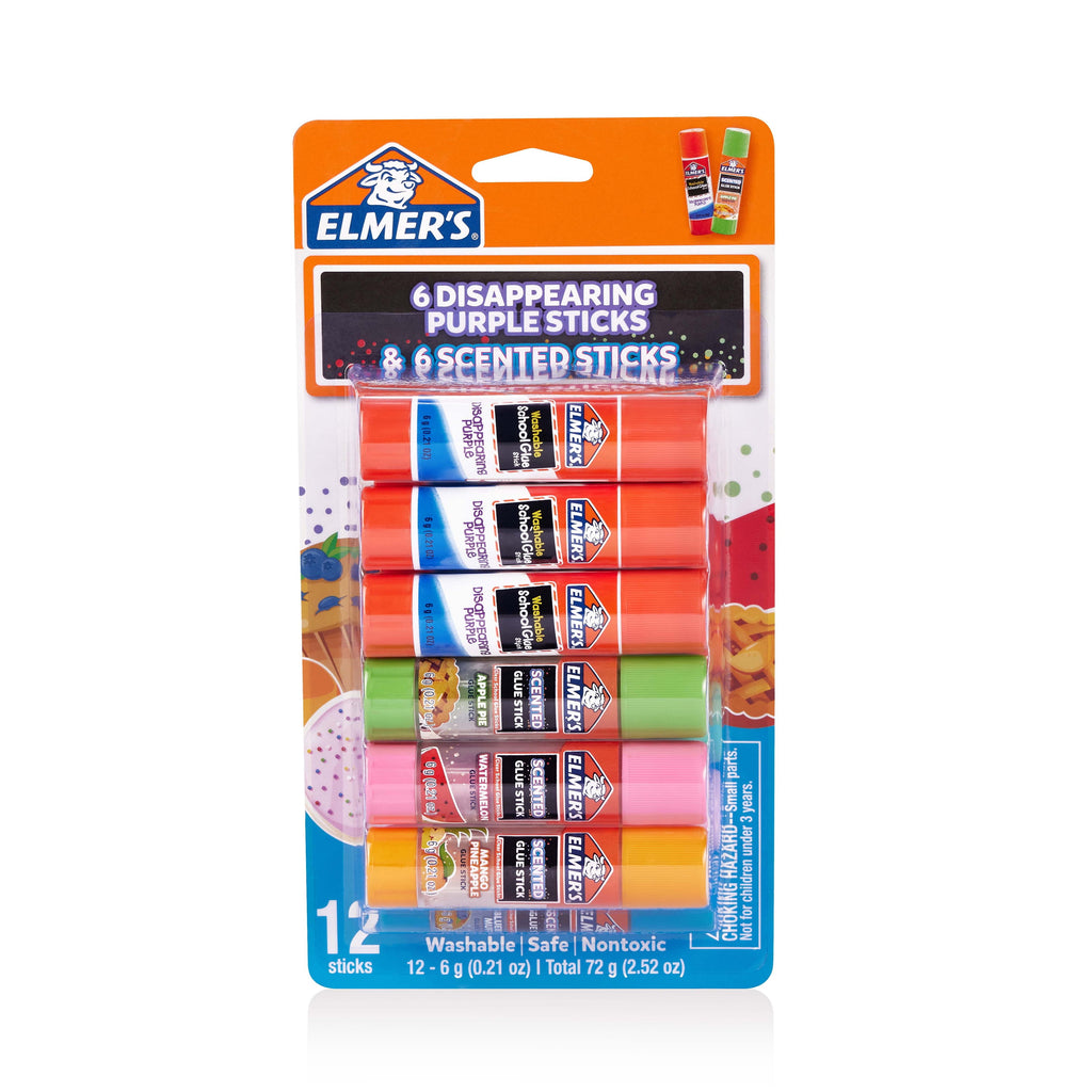 Elmer’s Scented Glue Sticks Variety Pack, Safe, Non-toxicSchool Glue, 6 Gram, 12 Count, 1 Hour Dry