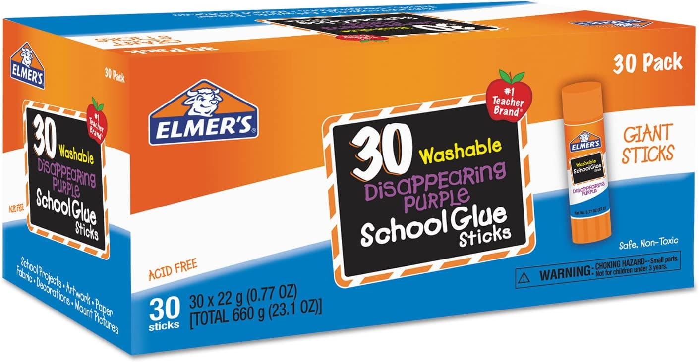 Elmers E605 Disappearing  All Purpose Glue Sticks /Clear 30/Box