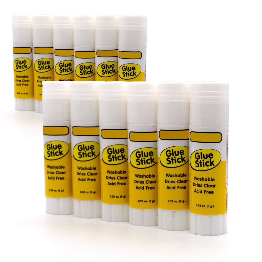 Emraw Washable Glue Stick Safe Smooth Wrinkle Acid-Free Stick 0.28 Ounce (8 Gram) - Used for Papers, Photos, Fabric Etc. (Pack of 12)