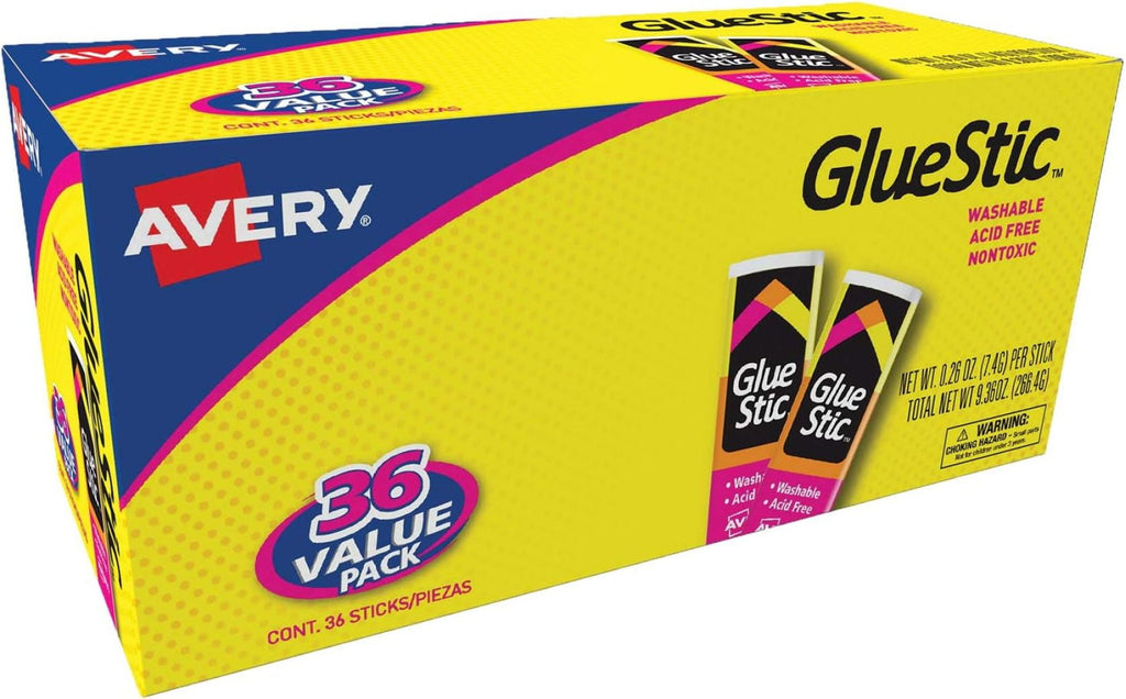 FMLP Glue Stick Value Pack White, Washable, Nontoxic, 0.26 oz. Permanent Glue Stic, 36pk (98023)